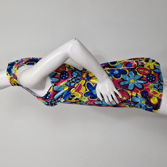 Forum Colorful Velvet Hippie Floral Colorful Retro Y2K Go-Go Mini Dress Size O/S - Picture 4 of 12